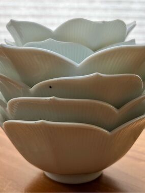 6 Vintage Lotus Porcelain Bowls.  2 smaller 4 inches and 4 at 5 inches